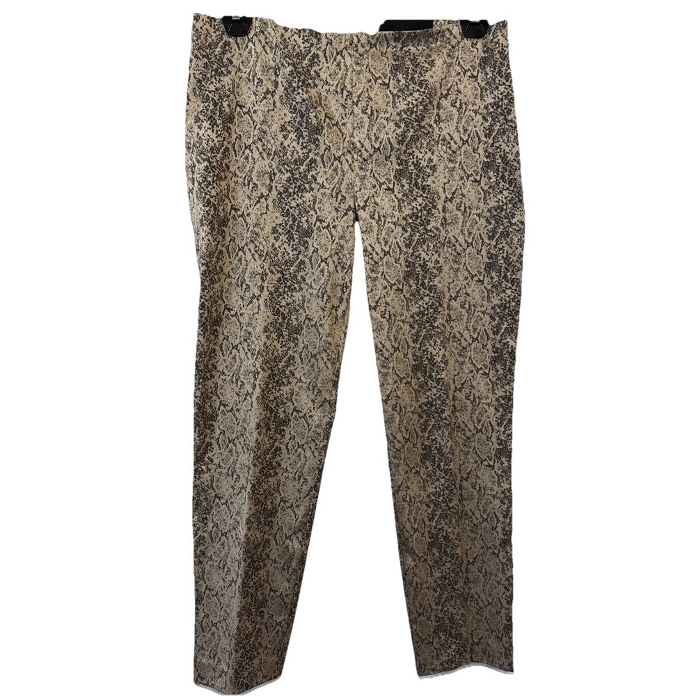 Chico's The Ultimate Fit Ankle Pants Size 1 6/8 Gold Brown Python Jacquard